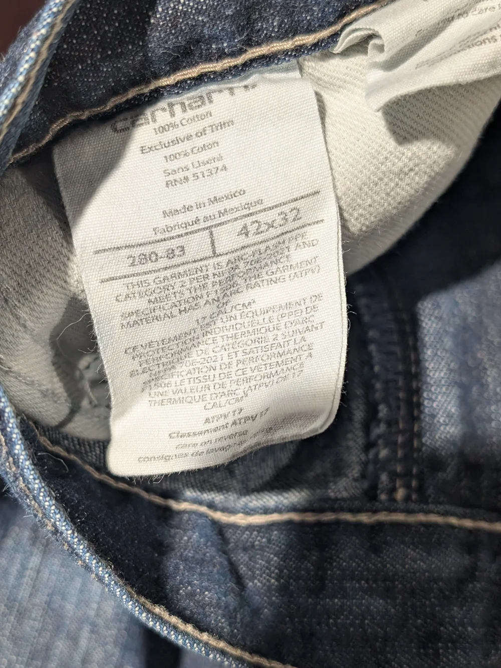 Carhartt FR Jeans Mens 42x32 Blue Flame Resistant 280-83 Workwear 2112 Cat 2